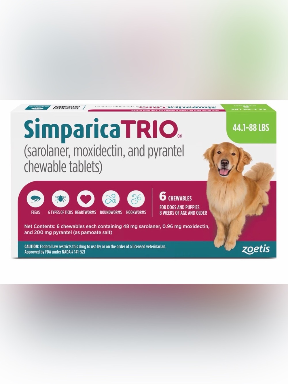 Flea & tick 44.1-88 Lbs  - 6 Count